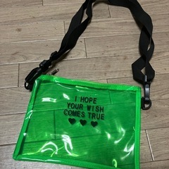 新品未使用　グリーン×ロゴ　ビニールクリアショルダーバッグの画像