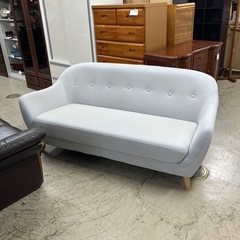 I2410-447 ３人掛けソファ グレー 汚れあり 中古