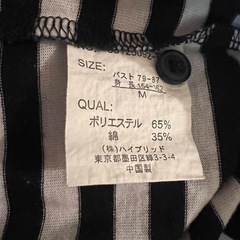 半袖ポロシャツ Mサイズ 黒白ストライプ 重ね着風の画像