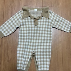 cottori チェック　ロンパース