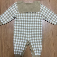 cottori チェック　ロンパースの画像