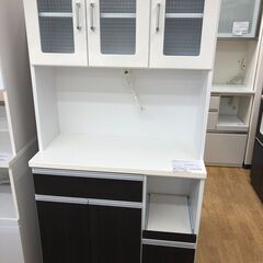 ★ジモティ割あり★  食器棚 ホワイト＆ブラウン W89×D43...