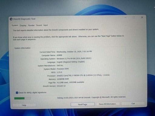 ノートパソコン Dell precision 5540