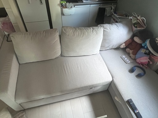 ニトリ　布張りカウチソファーベット