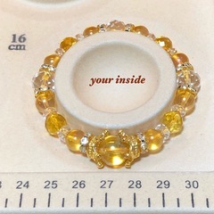 ゴールデンオーラ クリスタル 水晶 デザイン 天然石ブレスレットの画像