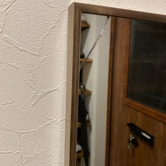 全身鏡　ピンクベージュ　ひびあり