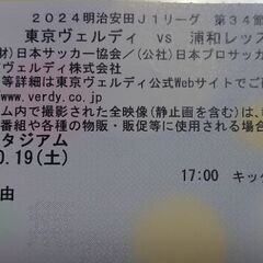 【10月19日土曜】ホーム自由席　味の素スタジアム17時KO　東京ヴェルディ VS 浦和レッズの画像