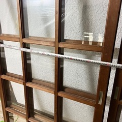 引き戸 アンティーク 古民家 レトロ 引戸 ガラス 4枚建 引き違い戸の画像