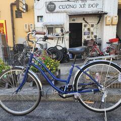 ママチャリ 26インチ 3変速 カゴ ライト 付き 青 配達可能