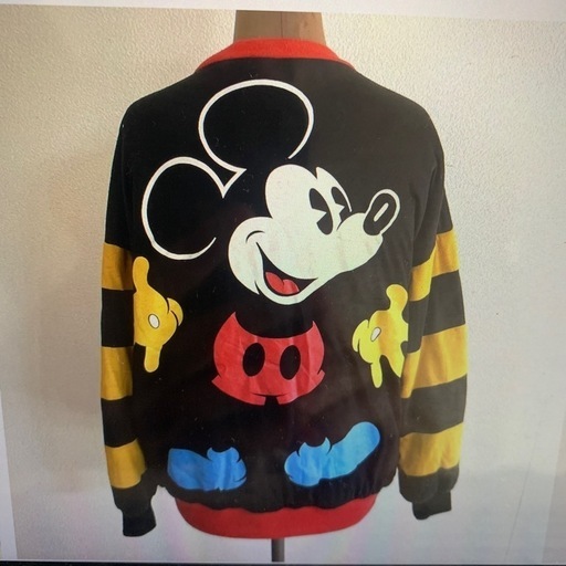 古着 ２WAY「リバーシブル」ビンテージ トレーナー ジャンパー ミッキーマウス Disney L ディズニーランド キャラクター