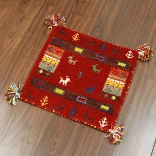 ギャッベ ギャベ 座布団サイズ 40×40cm 天然ウール100％ インド製 手織りラグ チェアパッド