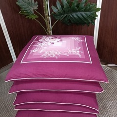 ★［八4843］〈中古品〉座布団　５枚組　※カバーに汚れあり　