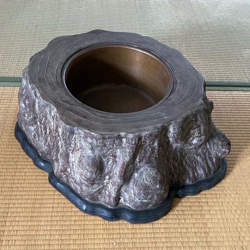未使用　焼桐　銅板いろり