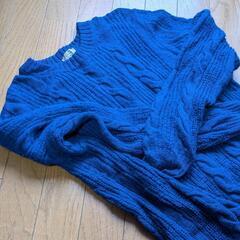 green label relaxing ウールケーブルニット 青 Mサイズの画像