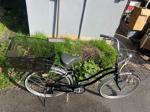 ママチャリ　24インチ　2カゴ付き　自転車　ノーメンテ　サビ多め