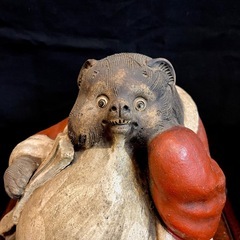 【希少】 信楽焼 狸 たぬき 狸和尚 置物 台座付き 縁起物 陶器 焼物の画像
