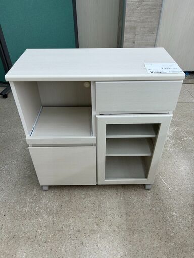 ★ジモティ割あり★  レンジ台 白 H84×D35×W75.5 クリーニング済み TJ9276