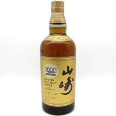 SUNTORY (サントリー) ウイスキー 山崎12年 ピュアモルト ミレニアム2000 箱なし 限定生産ボトル マイレージシール ジャパニーズウイスキー 750ml 43% 未開栓 店頭引取りのみ 福井やしろ店