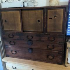 【古箪笥】和箪笥 アンティーク たんす 古家具 本棚の画像
