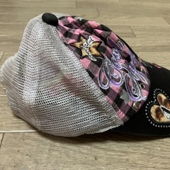 黒×ピンク×パープル POPなダメージ加工メッシュキャップ 54㎝の画像