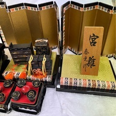 木目込雛人形15体ガラスケース入りの画像