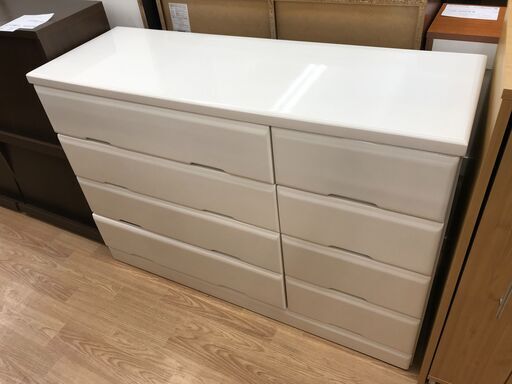 ★ジモティ割あり★  4段チェスト ホワイト H82×W120×D41 クリーニング済み KJ6556