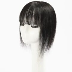 女性用エレガントなクリップイン人毛トッパー 　ブラックの画像