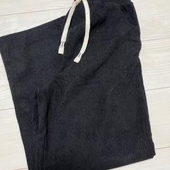 新品 レディース 黒 ロングパンツ ワイドパンツ M L コーデュロイ
