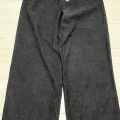 新品 レディース 黒 ロングパンツ ワイドパンツ M L コーデュロイの画像