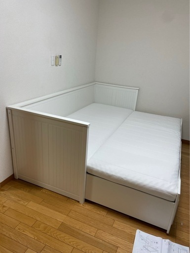 IKEA ヘムネス デイベッド 引き出し3/マットレス2付き, ホワイト/オーフィエル