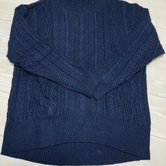 新品 レディース ネイビー ニット 長袖 トップス セーター フ...