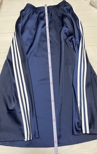 美品 adidas サテン ロングスカート M L ネイビー