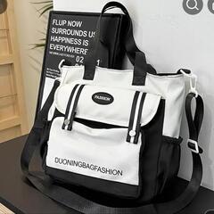 新品 未使用 キャンバス大容量トートバッグ、ショルダーバッグ 黒...