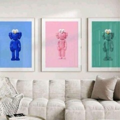 【KAWS】　インテリアキャンバスポスター　大判50✖️70【3...