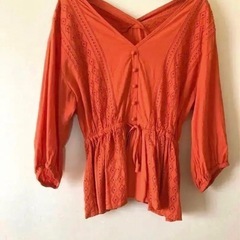 ビームス　オレンジ　トップス　ブラウス　レースの画像