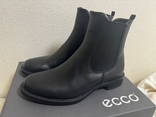 Ecco 黒サイドゴアブーツ 37 新品箱付き ショートブーツ 本革