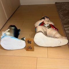 金太郎　鯉釣り　五月人形　陶器製置物　レトロ　アンティーク　置物（昭和40年代物）の画像