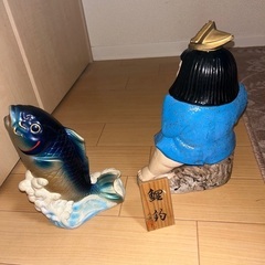 金太郎　鯉釣り　五月人形　陶器製置物　レトロ　アンティーク　置物（昭和40年代物）の画像
