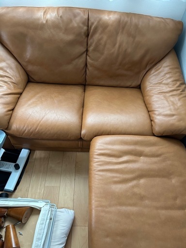 レザーソファ・オットマンセット（2〜3人掛け）