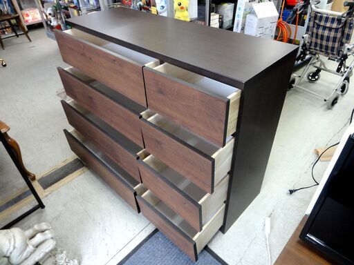 サンウッディ 4段チェスト ダークブラウン 幅120×奥40×高94㎝ 4×2列 衣類収納 家具 タンス  札幌市 中央区 南12条