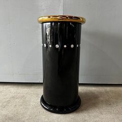 美品『AHURA』アウラ ceramic 台座 花台 飾り台 オブジェ コラム スワロフスキー 陶器 陶器製 置物 置き物 イタリア製 ゴールド ブラック 小の画像