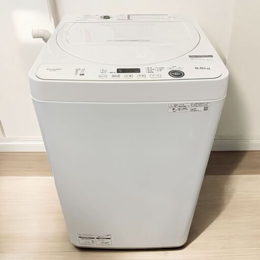 24C683_ジB【2022年製】 SHARP シャープ 5.5kg全自動洗濯機 ES-GE5F ステンレス槽 現状品 中古