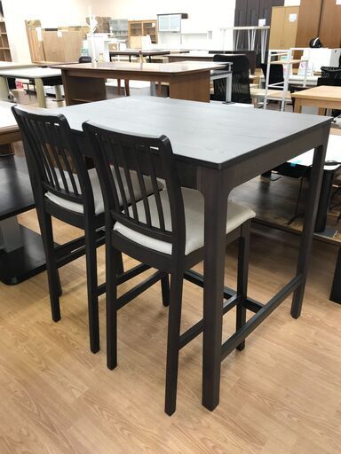 ★ジモティ割あり★ IKEA カウンターテーブルセット ダークブラウン H106×W120×D80 クリーニング済み KJ6575