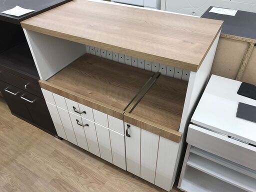 ★ジモティ割あり★  レンジ台 カントリー調 H96×W90×D47 クリーニング済み KJ6576