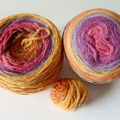 カラフルなマルチカラーの毛糸 220g