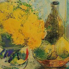 金曜午前は月に3回水彩・油彩！たらし込み技法等の指導も可能！＠ルナ八千代台絵画講座の画像