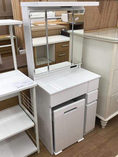 ★ジモティ割あり★  ドレッサー ホワイト H140×W60×D42 クリーニング済み KJ6577
