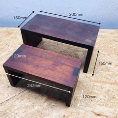収納型木製2段 ハンドメイド　黒×こげ茶