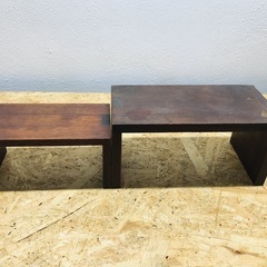 収納型木製2段 ハンドメイド　黒×こげ茶の画像