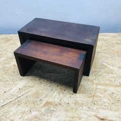 収納型木製2段 ハンドメイド　黒×こげ茶の画像